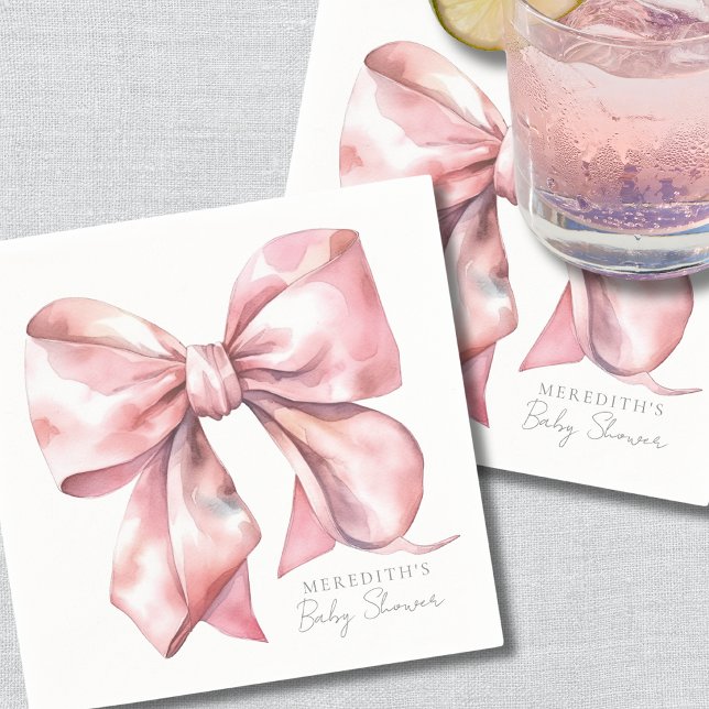 Elegant Pink Bow Baby Shower Napkin (Elegant Pink Bow Baby Shower Napkins)