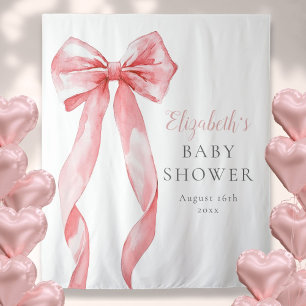 Elegant Pink Bow Baby Shower Photo Backdrop Tapestry
