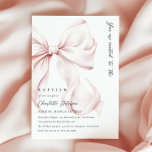 Elegant Pink Bow Baptism Invitation<br><div class="desc">Elegant baptism invitation that features an elegant pink bow and elegant typography.</div>