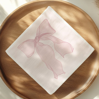 Elegant Pink Bow Birthday Napkin