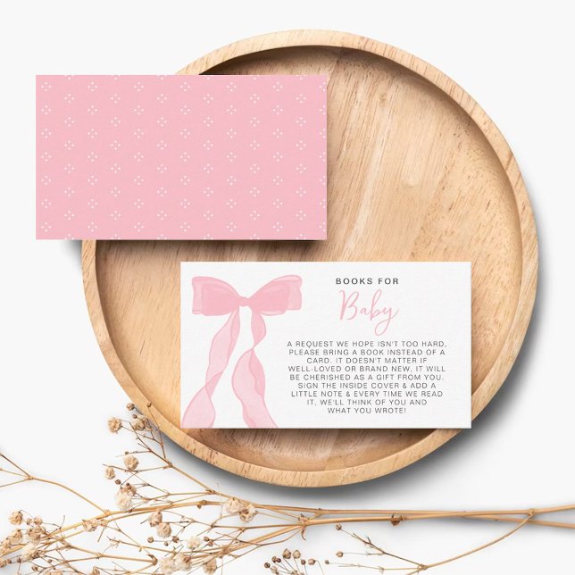 Elegant Pink Bow Books For Baby Baby Shower Enclosure Card (Creator Uploaded)