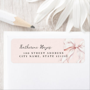 Elegant Pink Bow Bridal Return Address Label