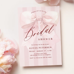 Elegant pink bow bridal shower invitation