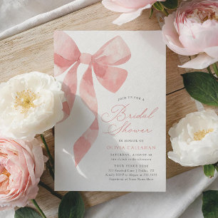 Elegant Pink Bow Bridal Shower Invitation