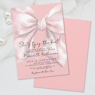 Elegant Pink Bow Bridal Shower Invitation
