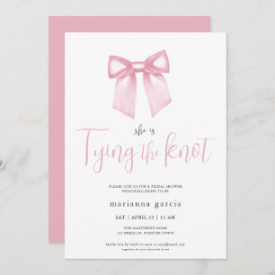 Elegant Pink Bow Bridal Shower Invitation