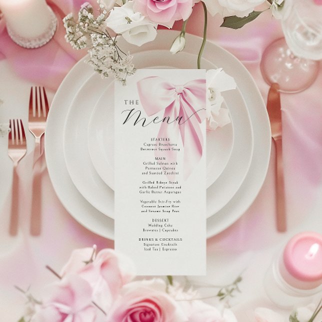 Elegant Pink Bow Bridal Shower Menu (Creator Uploaded)
