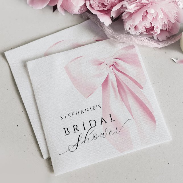 Elegant Pink Bow Bridal Shower Napkin (Creator Uploaded)