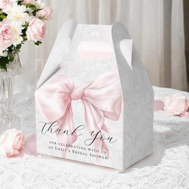 Elegant Pink Bow Bridal Shower Thank You Favour Box (Creator Uploaded)