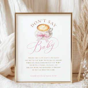 Elegant Pink Bow Coffee Baby Shower Game Poster
