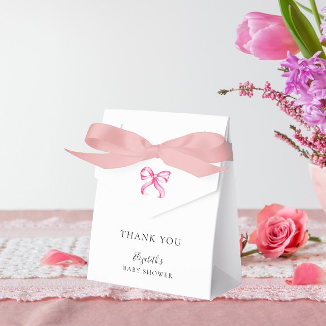 Elegant Pink Bow Coquette Baby Shower Minimal Favour Box (Creator Uploaded)