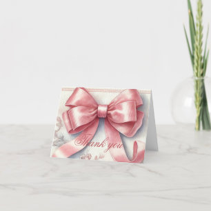 Elegant Pink Bow Coquette Baby Shower Thank you Card