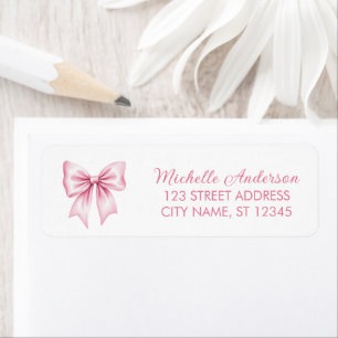 Elegant Pink Bow Coquette Return Address Label