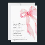 Elegant Pink Bow Coquette Sweet Sixteen Birthday Invitation<br><div class="desc">Celebrate a momentous occasion with an "Elegant Pink Bow Coquette" Sweet Sixteen birthday invitation. Featuring soft pink tones and a delicate coquette bow, this design exudes grace and charm, perfectly suited for a chic and sophisticated celebration. The elegant typography adds a refined touch, making this invitation ideal for a memorable...</div>