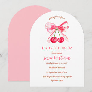 Elegant Pink Bow Coquette Vintage Girl Baby Shower Invitation