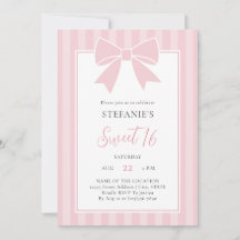 Elegant Pink Bow Girl Sweet 16 Birthday Party