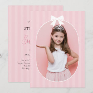 Elegant Pink Bow Girl Sweet 16 Birthday Photo Invitation