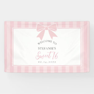 Elegant Pink Bow Girl Sweet 16 Birthday Welcome Banner