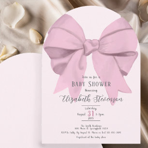 Elegant Pink Bow Girly Baby Shower Arch Invitation