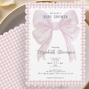 Elegant Pink Bow Girly Baby Shower Invitation