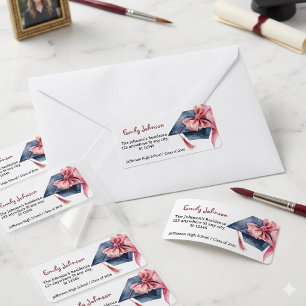 Elegant Pink Bow Graduation Label