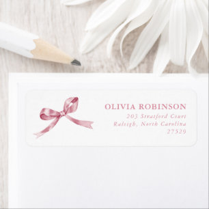 Elegant Pink Bow Graduation Return Address Label
