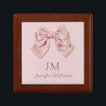 elegant pink bow monogram personalised girly gift box<br><div class="desc">elegant pink bow monogram personalised girly gift box</div>