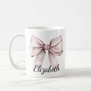 Elegant pink bow Personalised Name Coffee Mug