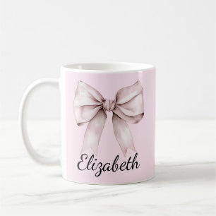 Elegant pink bow Personalised Name Coffee Mug