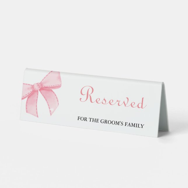 Elegant Pink Bow reserve for the groom's family  (Back)