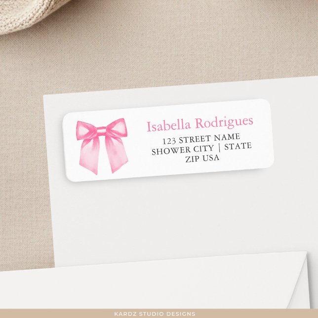 Elegant Pink Bow Return Address Label (Creator Uploaded)