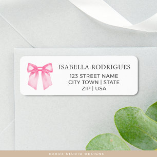 Elegant Pink Bow Return Address Label