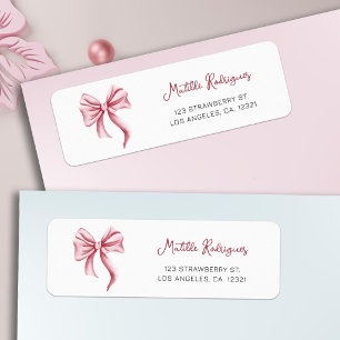Elegant Pink Bow Return Address Label