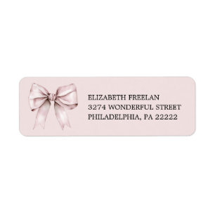 Elegant pink bow return adress  address label
