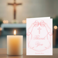 Elegant Pink Bow Ribbon Confirmation Cross