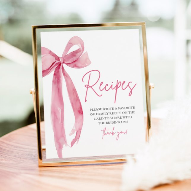 Elegant Pink Bow She's Tying the Knot Recipes Sign (Elegant Pink Bow She's Tying the Knot Recipes Sign)