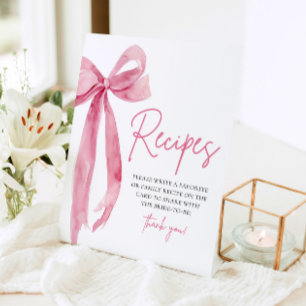 Elegant Pink Bow She's Tying the Knot Recipes Sign