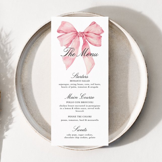 Elegant Pink Bow Shower Menu (Creator Uploaded)
