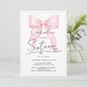 Elegant Pink Bow Sweet 16 Invitation