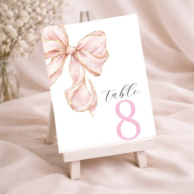 Elegant Pink Bow Table Numbers  (Creator Uploaded)