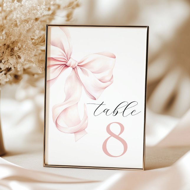 Elegant Pink Bow Table Numbers (Creator Uploaded)