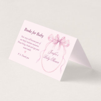 Elegant Pink Bow Theme Books for Baby Card