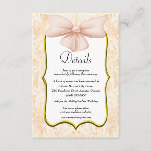 Elegant Pink Bow Wedding Details Enclosure Card
