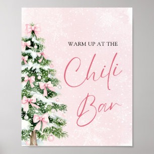 Elegant Pink Bows Christmas Tree Chili Bar Poster