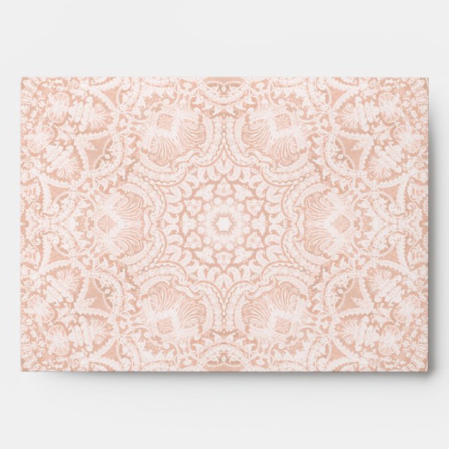 Elegant Pink Bridal Lace A7 Envelope (Front)