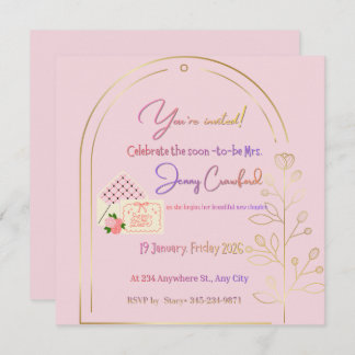 Elegant Pink Bridal Shower Invitation | Modern Arc