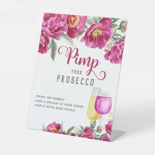 Elegant Pink Bridal Shower Pimp Your Prosecco Bar Pedestal Sign