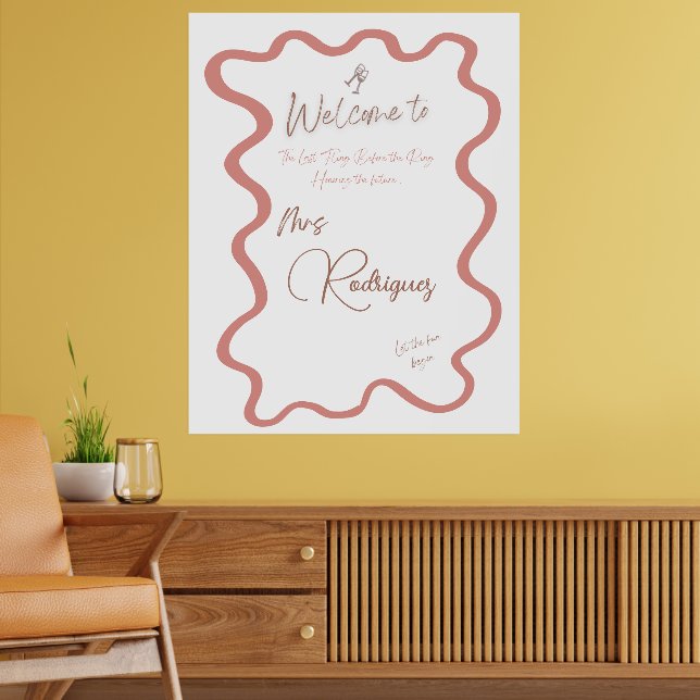 Elegant Pink Bridal Shower Welcome Poster (Living Room 2)