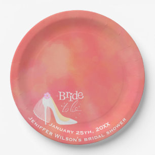 Elegant Pink Bride To Be Wedding Bridal Shower Paper Plate