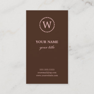 Elegant Pink & Brown Monogram Business Cards